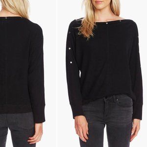 Vince Camuto Snap Trim Dolman Sleeve Black Dolman Sweater NWT